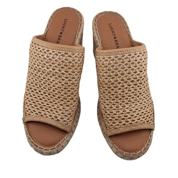 Lucky Brand Cabriah Wedge Size 6.5 Woven Wedge Espadrille Wedge 4 Inch Heel Shoe - Picture 1 of 10